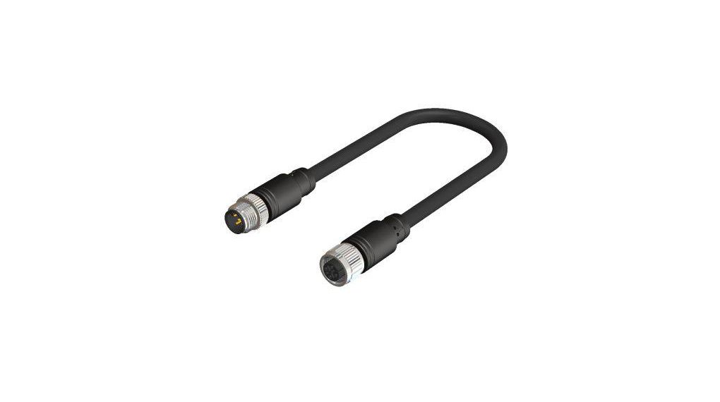 Kabelsatz, M12-Buchse - M12-Steckverbinder, 5 Leiter, 5m, IP67, Schwarz
